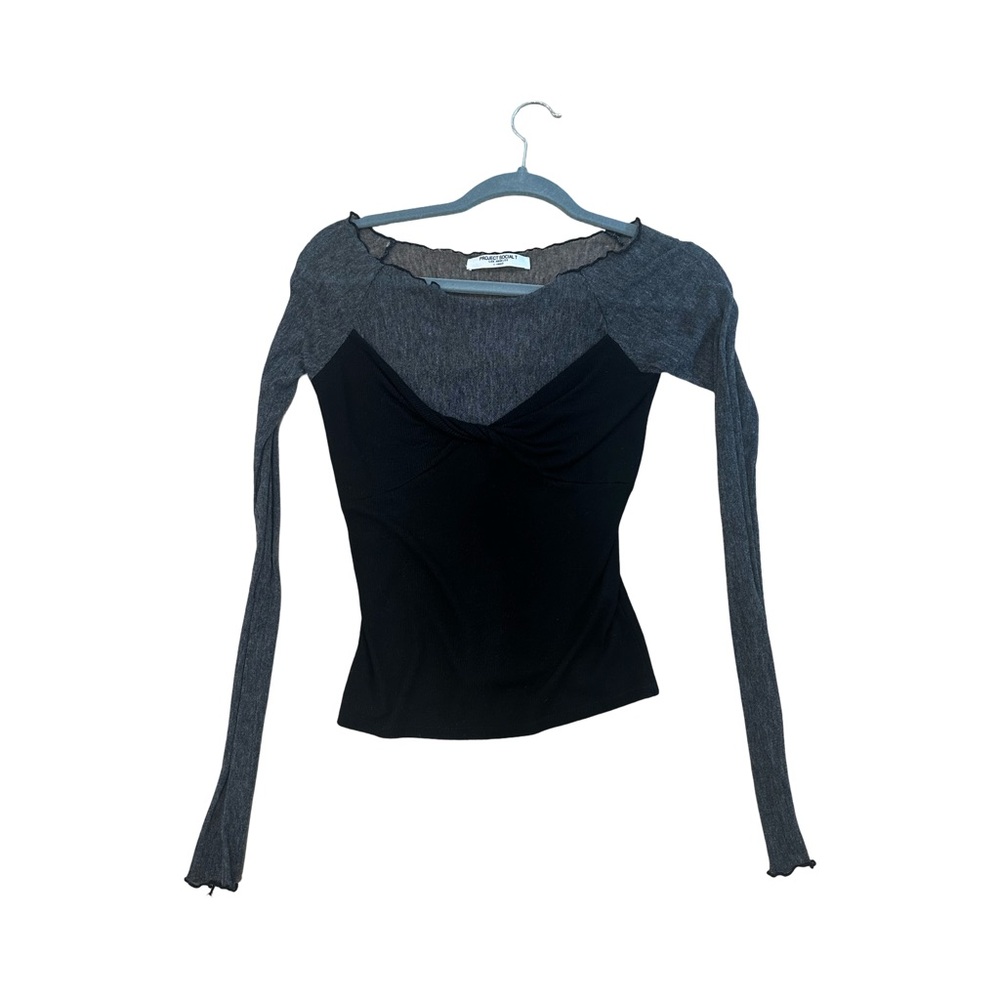 Project Social T Black and Gray Long Sleeve Top